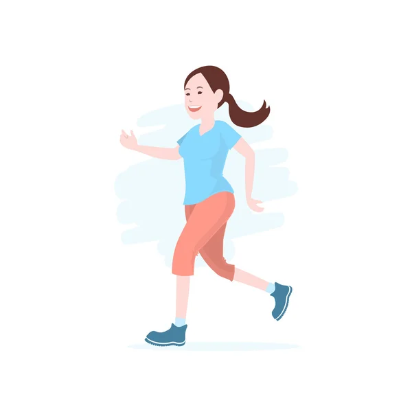 Correr de mujeres, correr, maratón durante el entrenamiento al aire libre — Vector de stock