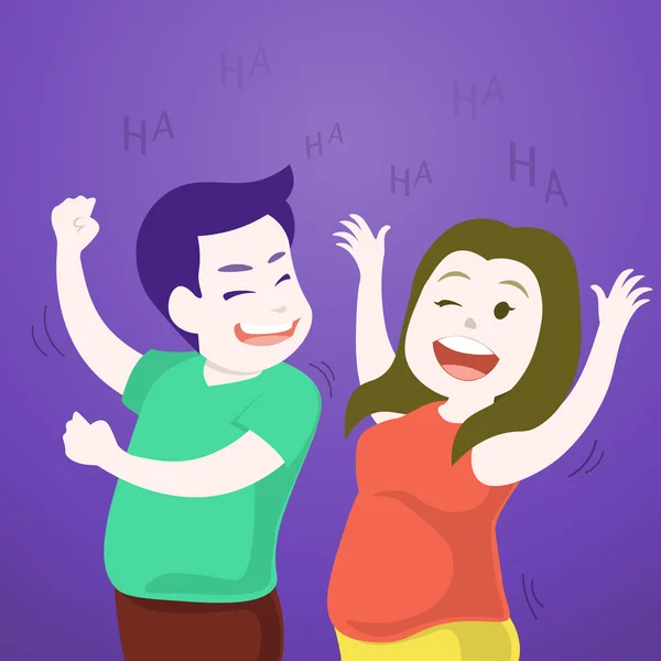Χαριτωμένο ζευγάρι χορεύοντας, γελώντας μαζί στο κόμμα — Διανυσματικό Αρχείο