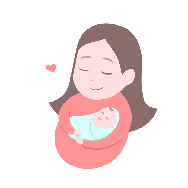 Madre sosteniendo bebé lindo. Feliz día de las Madres . — Vector de stock