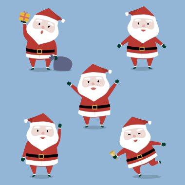 Noel için küme mutlu sevimli Noel Baba'nın koleksiyon