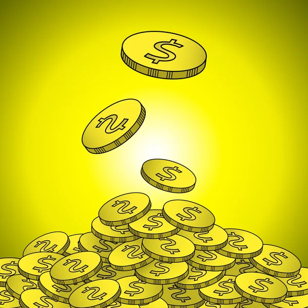 Pièces d'or avec symbole dollar illustratio — Image vectorielle
