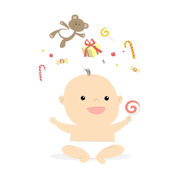 Λίγο χαριτωμένο μωρό χαμογελά εικονογράφηση — Διανυσματικό Αρχείο
