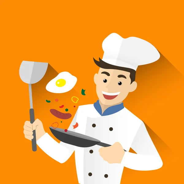 Chef hombre volando — Vector de stock