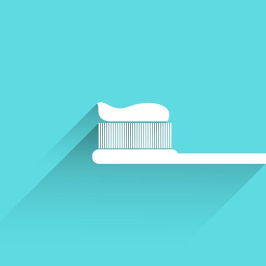 Uzun gölge ile diş fırçası ve Yapıştır simgesi