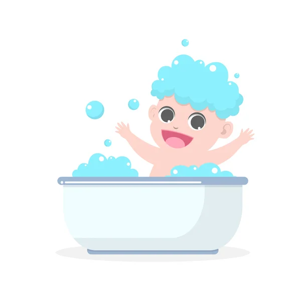 Cute baby having bath — Stock Vector
