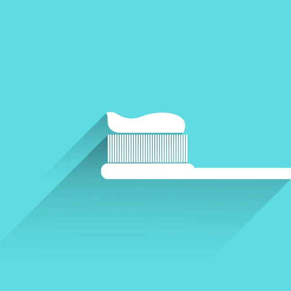 Cepillo de dientes y pegar icono con sombra larga — Vector de stock