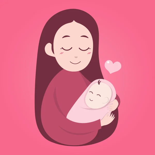 Mother holding cute baby — Stock Vector