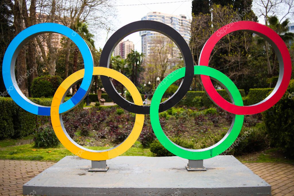 The five ring symbol of the Olympic Games. High quality photo