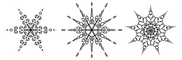 Conjunto de ilustraciones Copos de nieve Formas. Diseño de estilo Hipster para etiquetas, insignias e iconos. Símbolo geométrico congelado de invierno. —  Fotos de Stock