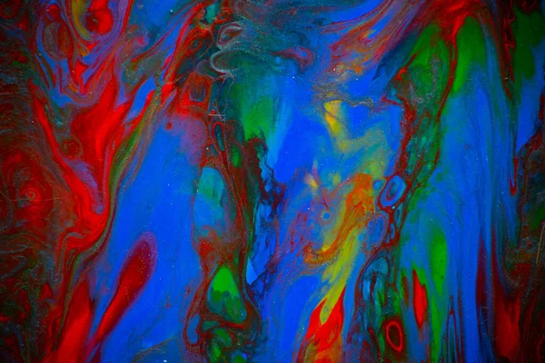 流体芸術のスタイルでテクスチャ 渦巻く塗料効果を持つ抽象的な背景 アクリル絵具の背景 青の色 — ストック写真