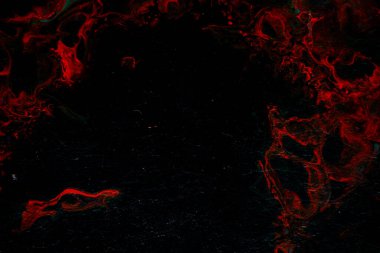 Sıvı sanatının dokusu. Girdap boyası efektli soyut bir arka plan. Sıvı akrilik boya arka planı. Siyah, mavi ve kırmızı renkler.