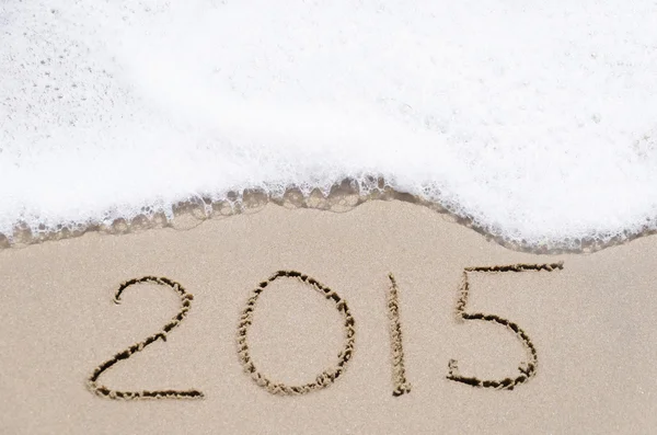 Sign "2015" on the beach Royalty Free Stock Photos