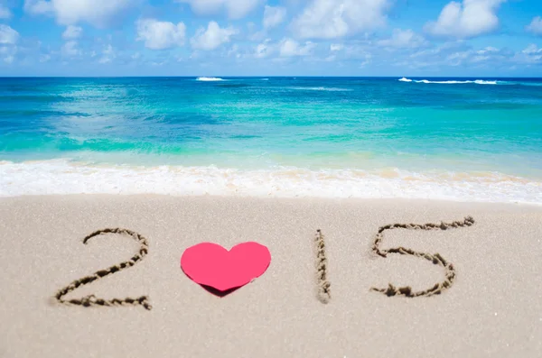 Registrera "2015" på stranden — Stockfoto