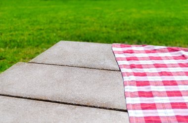 Picnic tablecloth on the table clipart