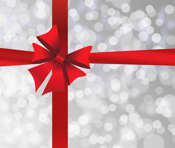 Grey holiday's background with red bow — Stock Photo, Image