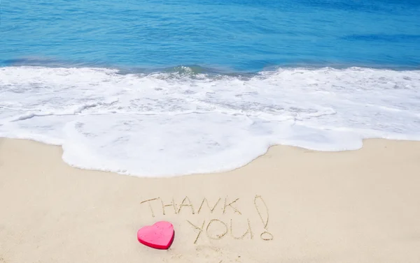 Sign "Thank you" on the beach — Stock Photo, Image