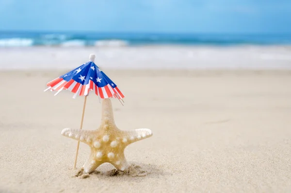 Vatansever ABD arka plan ile starfishes — Stok fotoğraf