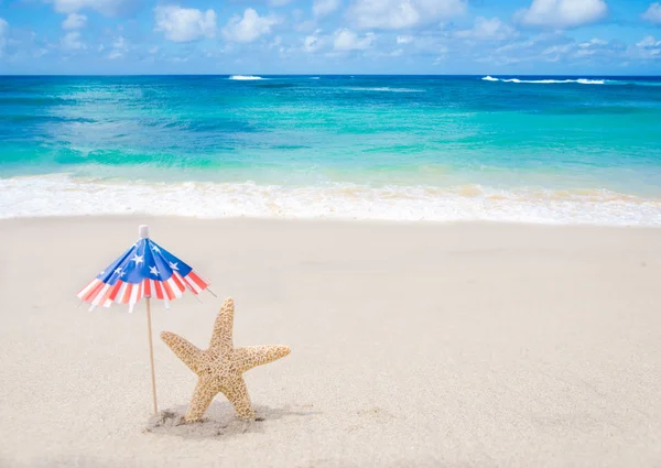Vatansever ABD arka plan ile starfishes — Stok fotoğraf