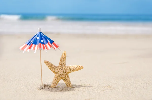 Patriotic USA background with starfishes — Stock Photo, Image