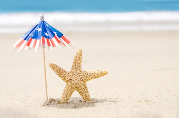 Patriotic USA background with starfishes — Stock Photo, Image