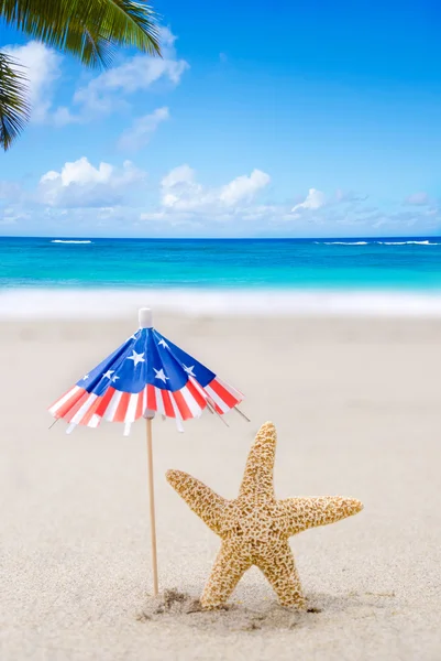 Patriotic USA background with starfishes