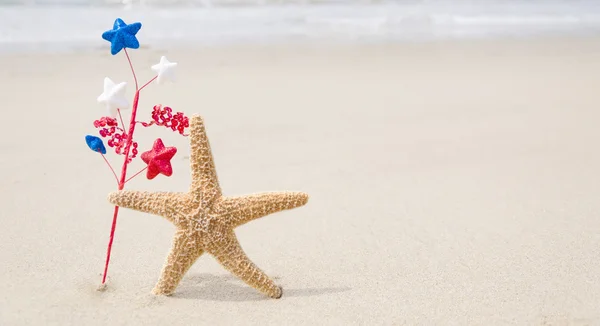 Starfishes와 애국적인 미국 배경 — 스톡 사진