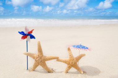 Vatansever ABD arka plan ile starfishes
