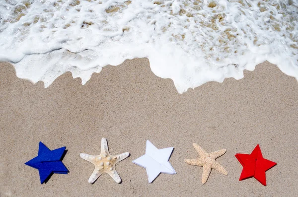 Patriotic USA background with starfishes — Stock Photo, Image