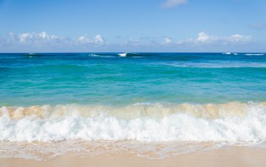 Okyanus ve tropikal kumlu plaj arka plan