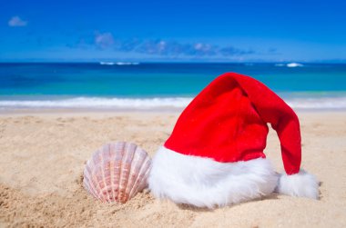 Tropikal plaj Noel ve yeni yıl arka plan