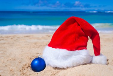 Tropikal plaj Noel ve yeni yıl arka plan