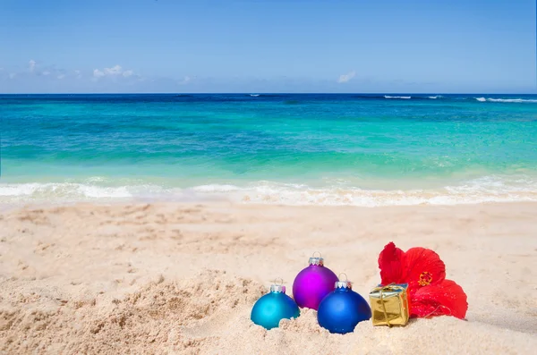 Tropischer Strand Weihnachten und Neujahr Hintergrund — Stockfoto
