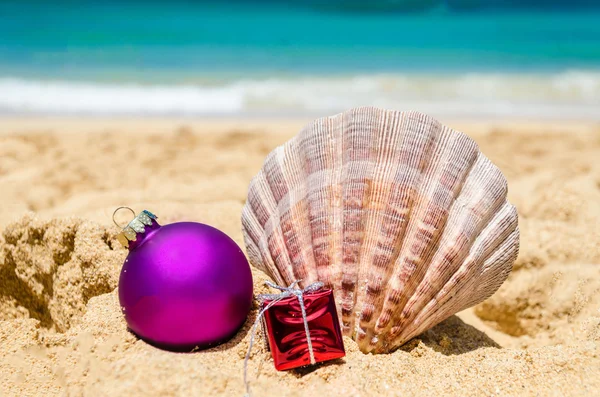 Tropischer Strand Weihnachten und Neujahr Hintergrund — Stockfoto