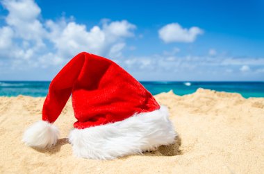 Tropikal plaj Noel ve yeni yıl arka plan
