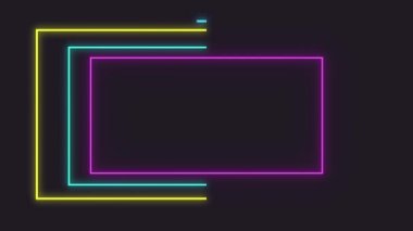Soyut, pürüzsüz arka plan mavi, mor, sarı spektrum döngülü ultraviyole ışık parlayan neon çizgi ya da neon kutu desenli LED projeksiyon teknolojisi.