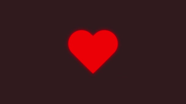 黒の背景に赤いハートビートのアニメーション 愛とバレンタインデーのコンセプト — ストック動画
