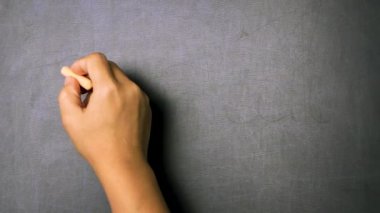 Elinde tebeşirle tahtaya 