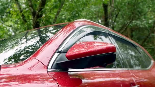 Vue Extérieure Des Rétroviseurs Latéraux Voiture Replie Lorsque Conducteur Appuie — Video