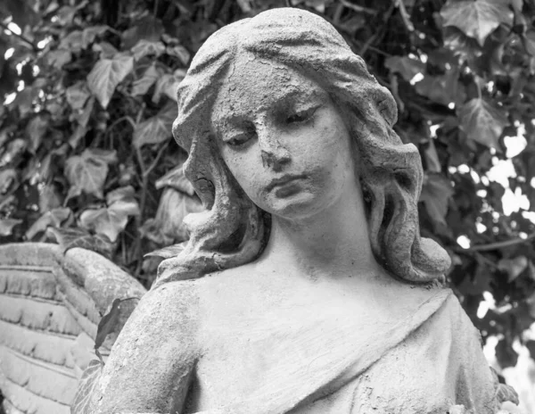 Kobieta Anioł Płacze Cmentarzu Śmierć Cierpienie — Zdjęcie stockowe