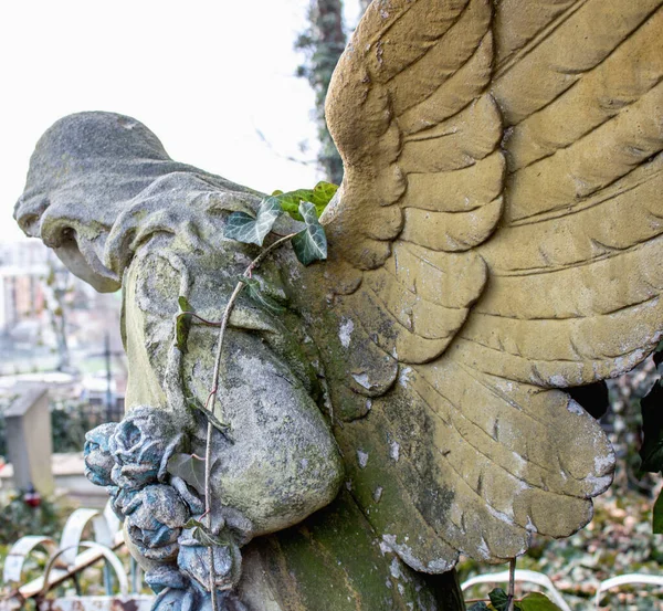 Женщина Ангел Плачет Кладбище Смерть Страдания — стоковое фото