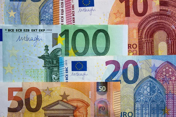 Billetes Euros Primer Plano — Foto de Stock
