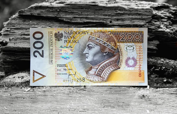 Zweihundert Polnische Zloty Auf Retro Hintergrund — Stockfoto