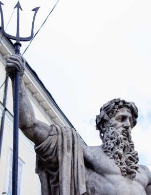 Neptün'ün su Roma tanrısı heykeli. Yunan mitolojisinde Poseidon