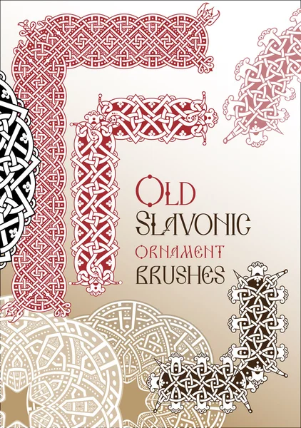 Oldslavonic ornament brushes — Stock Vector