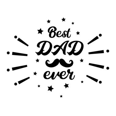 Hediye kartı için gelmiş geçmiş en iyi baba logosu. Babalar Günü için çıkartma. Klasik bıyıklı Babalar Günü tasarımınız kutlu olsun. Tişört veya poster için geçmişe dönük dekorasyon ögesi.