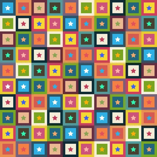 Abstrakcyjny Wzór Tła Kolorowymi Kwadratami Gwiazdami — Wektor stockowy