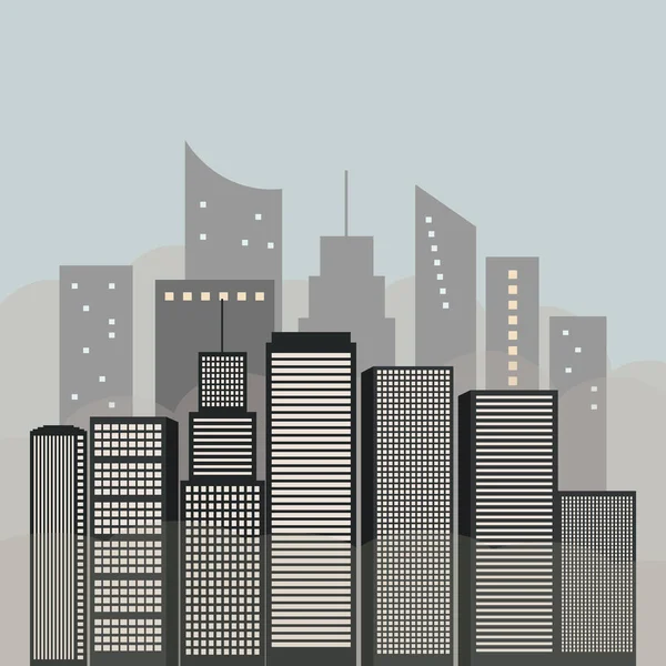 Skylines 'lı şehir manzarası. Sis, Kirlilik, İnce Toz Parçacıkları