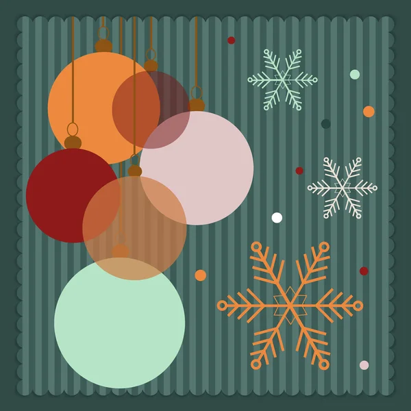 Colorful Christmas Balls Dots Snowflakes — Stock Vector