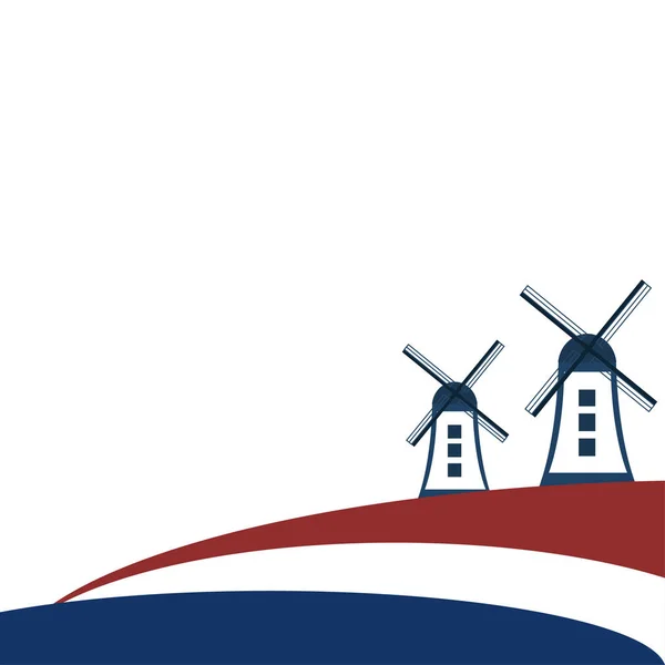 Hollanda Bayrağıyla Soyut Hollanda Değirmeni