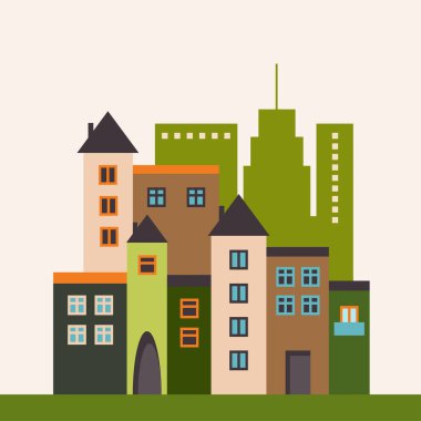 Soyut Evler ve Skylines ile Geleceğin Yeşil Şehir Konsepti